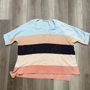 DAVI & DANI Pastel Striped V-Neck Sweater